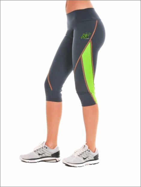Women’s Capri Fitness Leggings – Black & Neon Green Workout Tights
