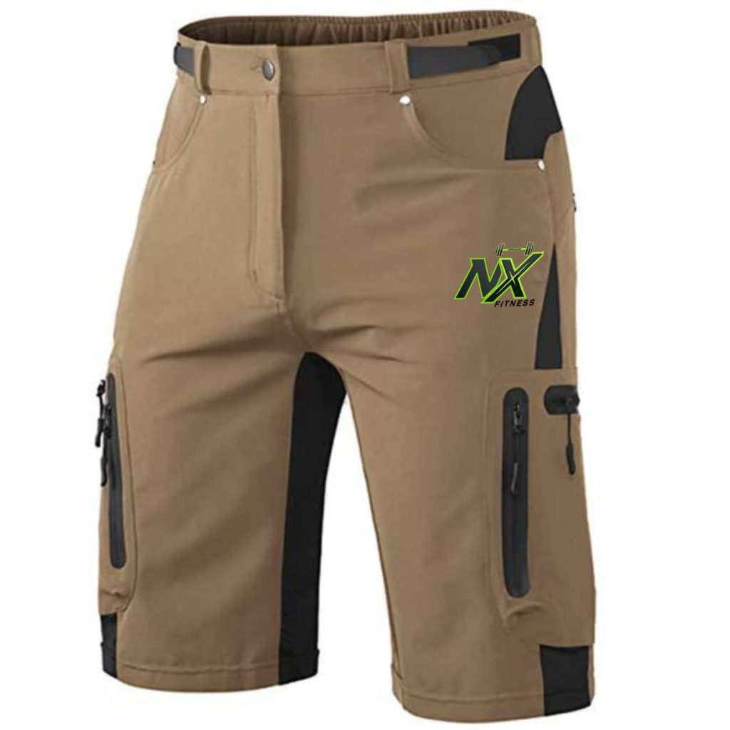 Men’s Outdoor Cargo Shorts – Khaki Black Zipper Pocket Shorts