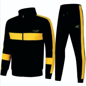 Nexora Gear Men’s Black & Yellow Tracksuit – Full Zip Sportswear Set