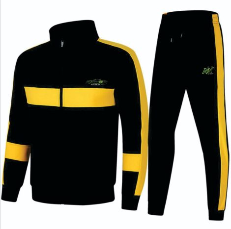 Nexora Gear Men’s Black & Yellow Tracksuit – Full Zip Sportswear Set