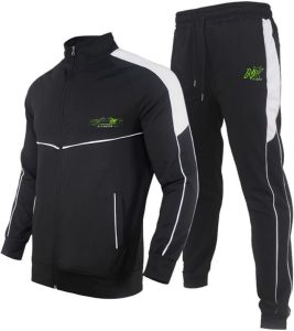 Nexora Gear Men’s Black & White Tracksuit – Athletic Jogging Set