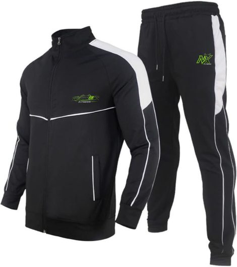 Nexora Gear Men’s Black & White Tracksuit – Athletic Jogging Set