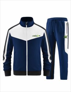 Men’s Navy Blue Color Block Tracksuit – Full-Zip Jacket & Jogger Set