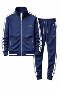 Men’s Navy Blue Striped Tracksuit – Full-Zip Jacket & Jogger Set