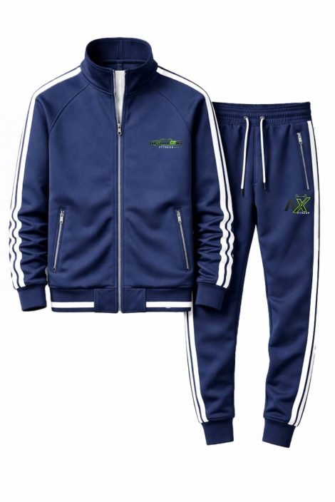 Men’s Navy Blue Striped Tracksuit – Full-Zip Jacket & Jogger Set