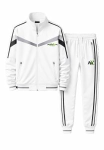 Men’s White Striped Tracksuit – Full-Zip Jacket & Jogger Set