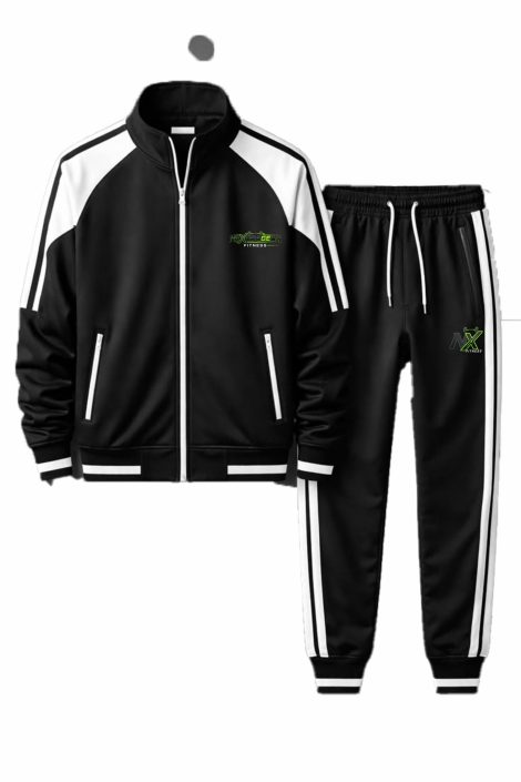Men’s Black Striped Tracksuit – Full-Zip Jacket & Jogger Set