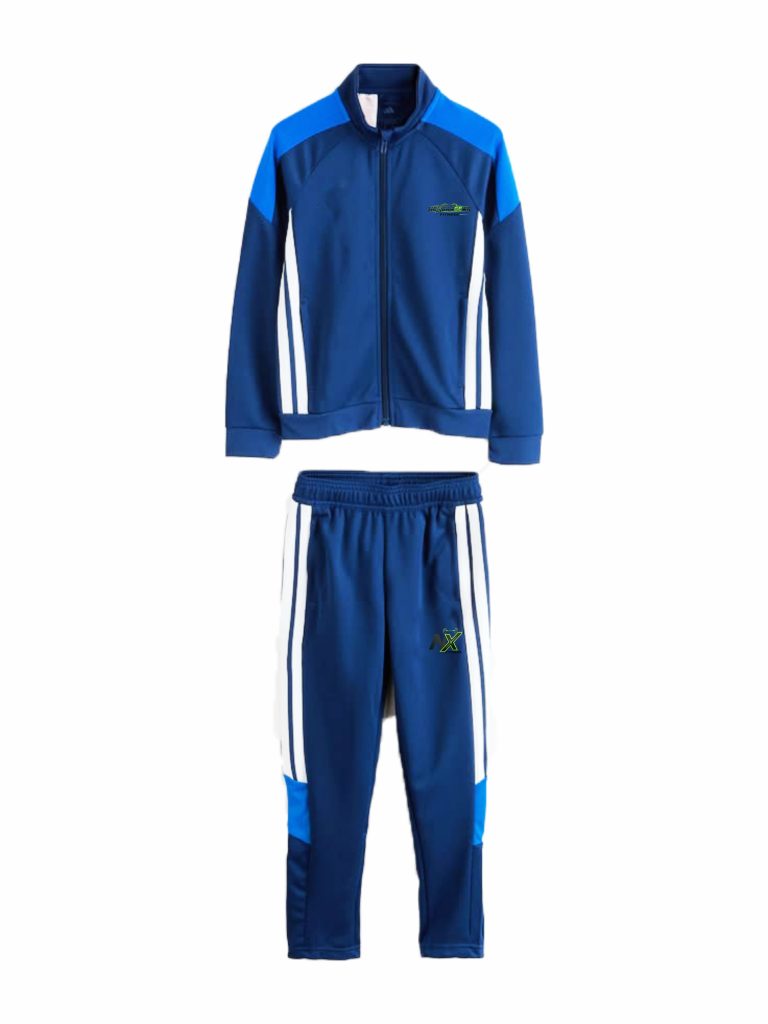 Navy Blue Color Block Tracksuit – Full-Zip Jacket & Jogger Set