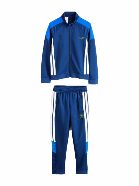 Navy Blue Color Block Tracksuit – Full-Zip Jacket & Jogger Set