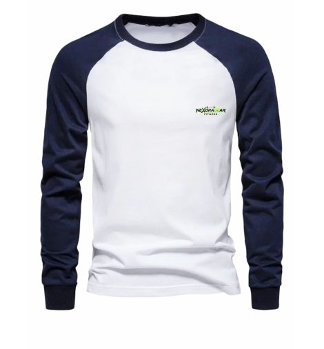 Men’s White & Navy Raglan Long Sleeve T-Shirt