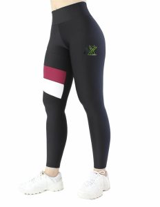 Women’s High-Waist Black Fitness Leggings with Color Block Side Panel
